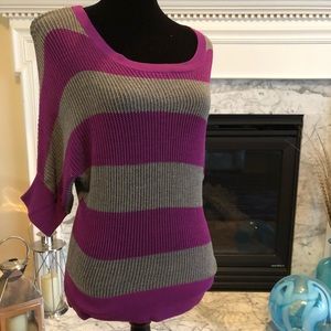 Takeout Purple/Gray Striped Knit Sweater